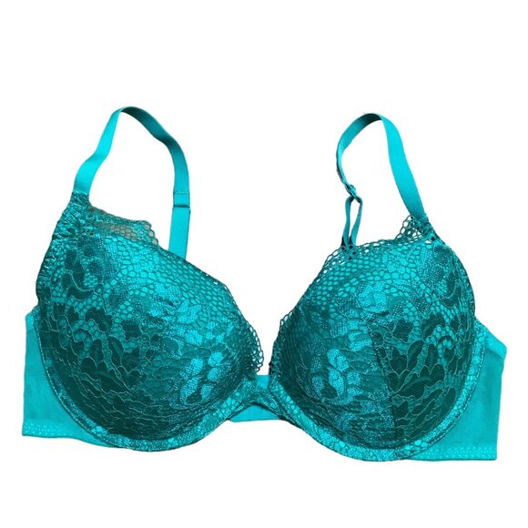 La Senza Obsession Plunge Push Up Emerald Green Lace Bra Women Size 34D - Picture 1 of 8